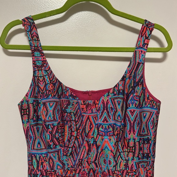 Nanette Lepore Machu Picchu pink printed dress with pockets 2 - Picture 3 of 9